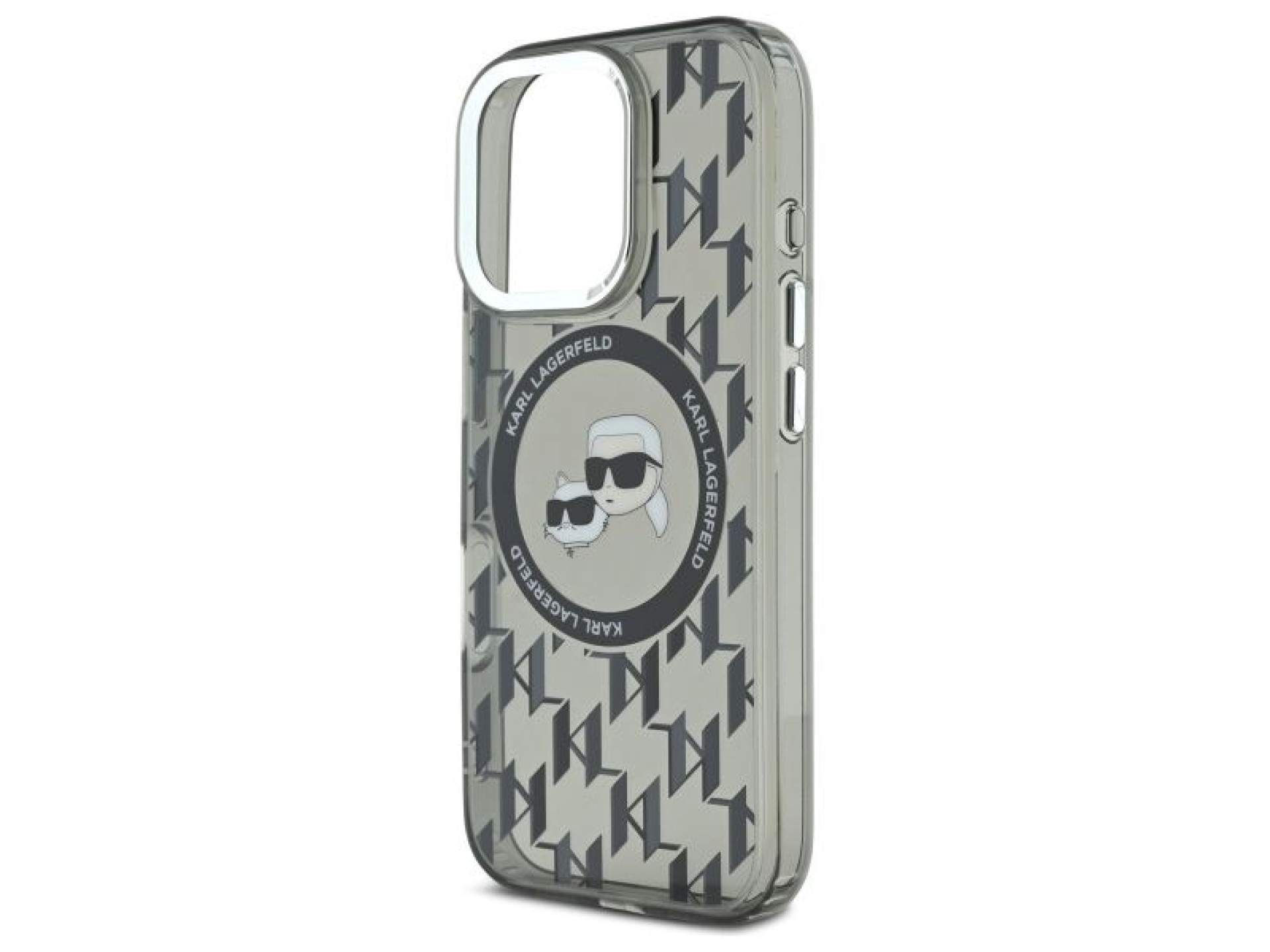 Karl Lagerfeld IML Monogram Karl & Choupette Head MagSafe iPhone 16 Pro Case - Black