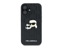 Funda para iPhone 16 con monograma de Karl Lagerfeld y pin de la cabeza de Karl & Choupette - Negra Funda para iPhone 16 con monograma de Karl Lagerfeld y pin de la cabeza de Karl & Choupette - Negra