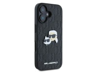 Funda para iPhone 16 con monograma de Karl Lagerfeld y pin de la cabeza de Karl & Choupette - Negra Funda para iPhone 16 con monograma de Karl Lagerfeld y pin de la cabeza de Karl & Choupette - Negra
