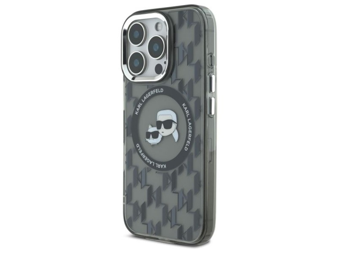 Karl Lagerfeld IML Monogram Karl & Choupette Head MagSafe iPhone 16 Pro Case - Black
