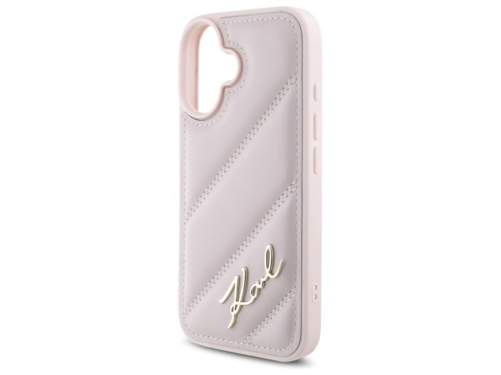 Funda acolchada con la firma de Karl Lagerfeld para iPhone 16 - Rosa