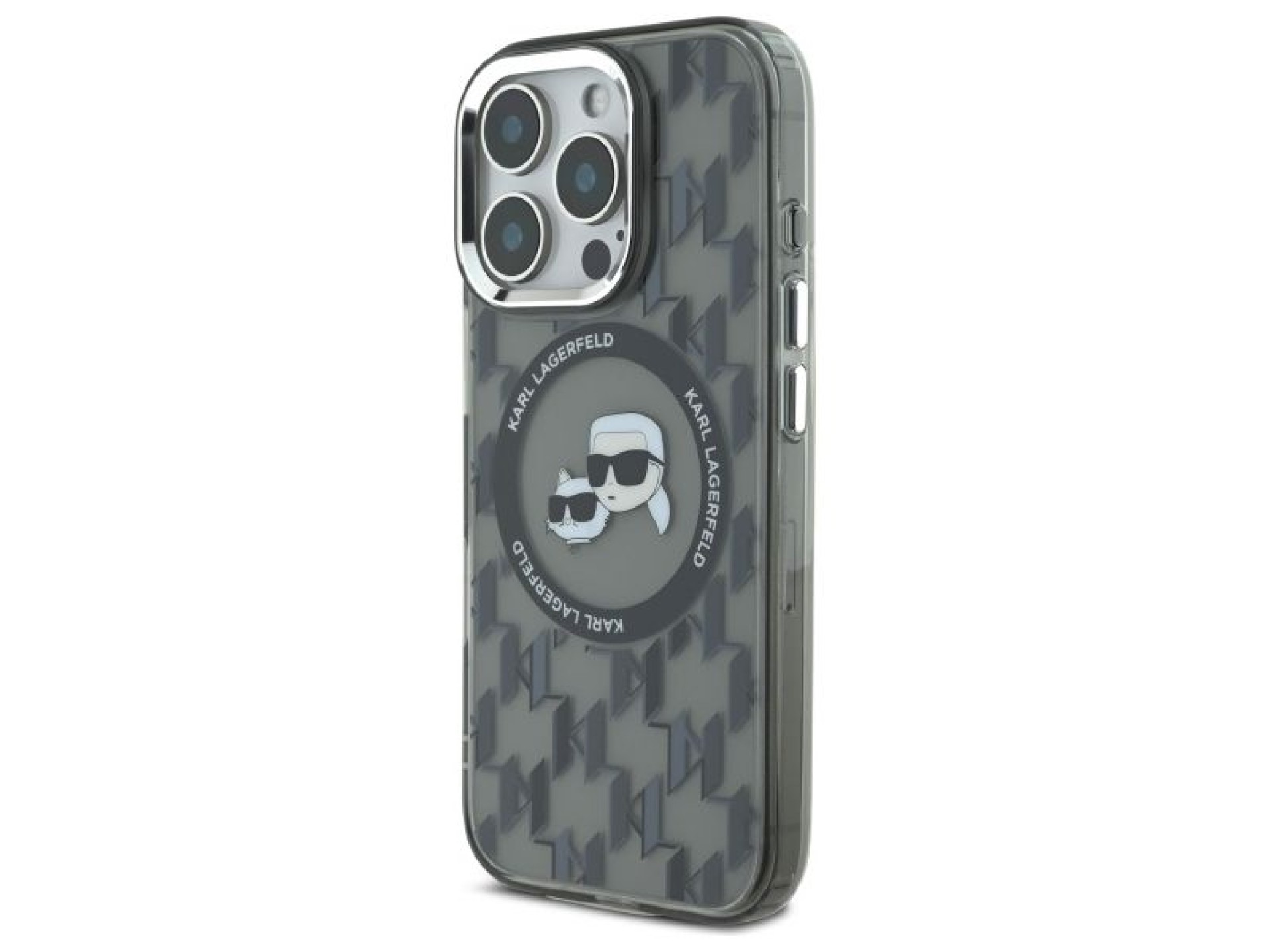Karl Lagerfeld IML Monogram Karl & Choupette Head MagSafe iPhone 16 Pro Case - Black