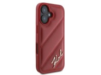 Karl Lagerfeld Diagonal Quilted Script iPhone 16 Case - Red Karl Lagerfeld Diagonal Quilted Script iPhone 16 Case - Red