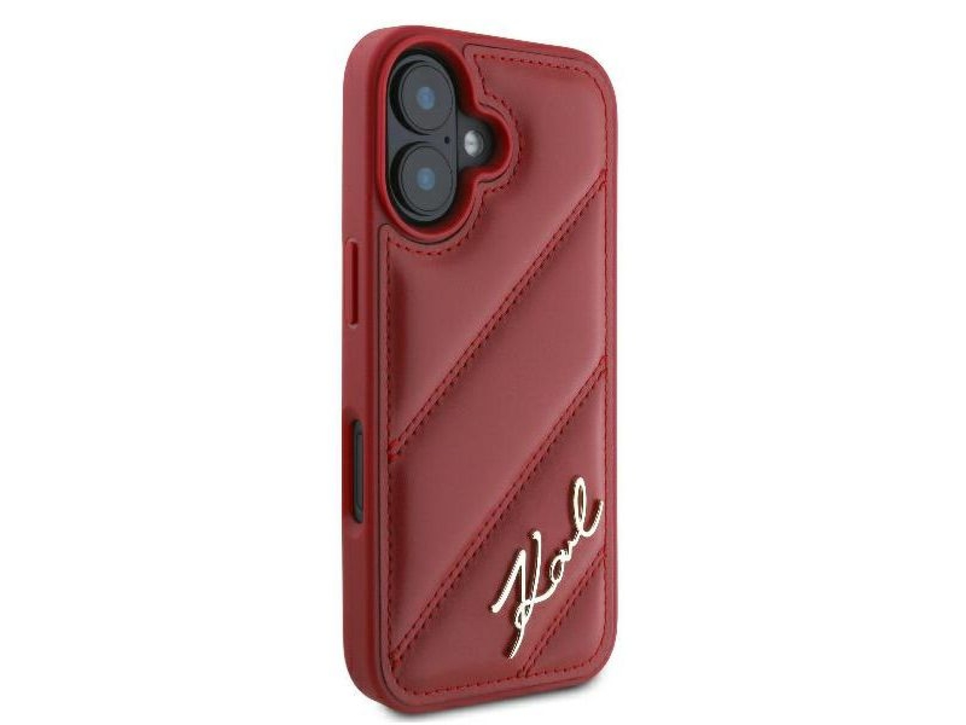 Karl Lagerfeld Diagonal Quilted Script iPhone 16 Case - Red