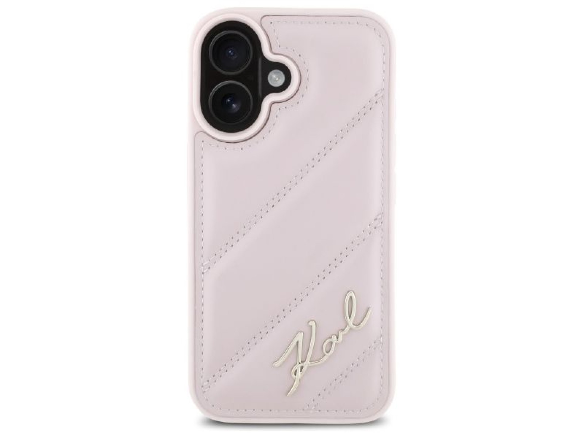 Funda acolchada con la firma de Karl Lagerfeld para iPhone 16 - Rosa