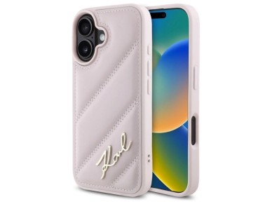Karl Lagerfeld Quilted Signature iPhone 16 Case - Pink Karl Lagerfeld Quilted Signature iPhone 16 Case - Pink