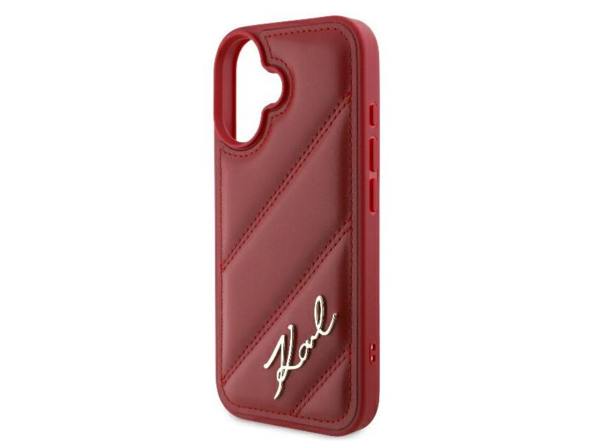 Karl Lagerfeld Diagonal Quilted Script iPhone 16 Case - Red