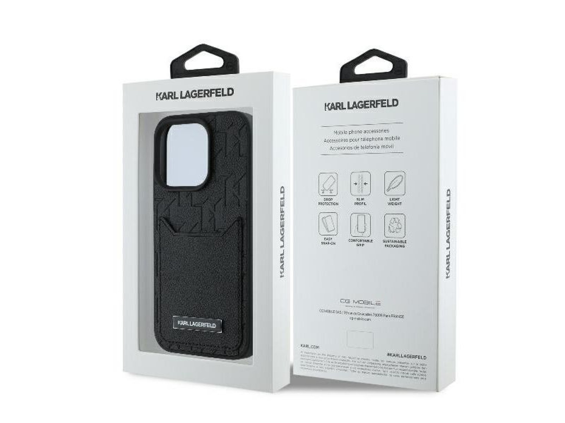 Karl Lagerfeld Cardslots Monogram iPhone 16 Pro Max Case - Black