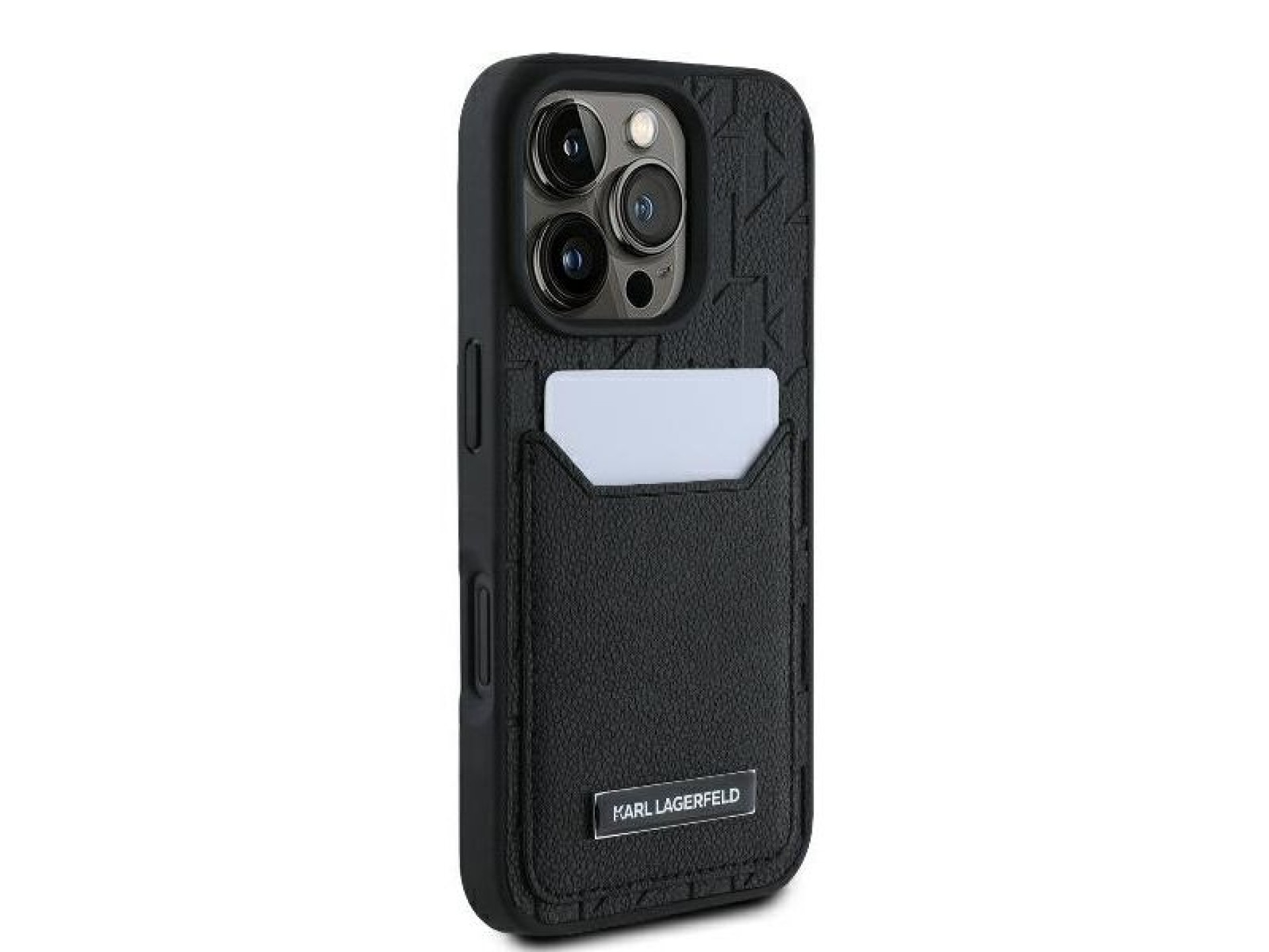 Karl Lagerfeld Cardslots Monogram iPhone 16 Pro Max Case - Black