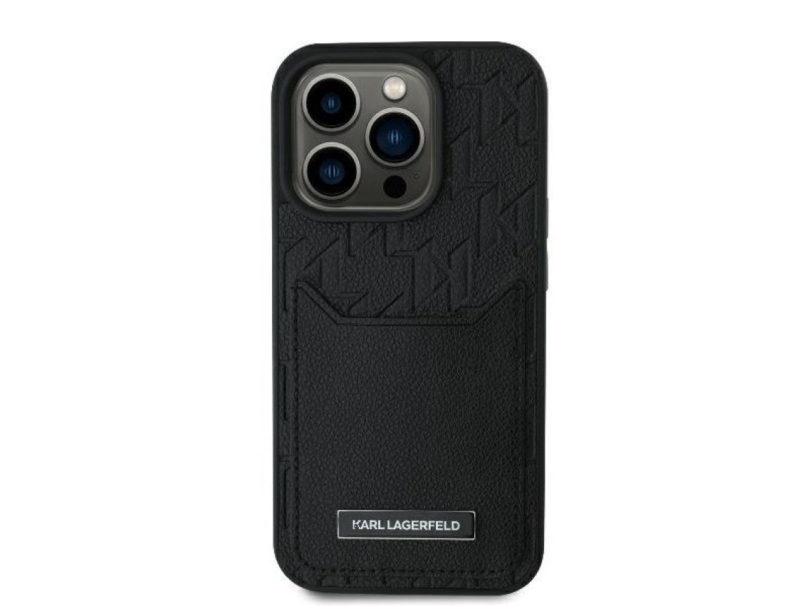 Karl Lagerfeld Cardslots Monogram iPhone 16 Pro Max Case - Black