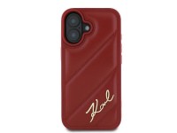 Karl Lagerfeld Diagonal Quilted Script iPhone 16 Case - Red Karl Lagerfeld Diagonal Quilted Script iPhone 16 Case - Red