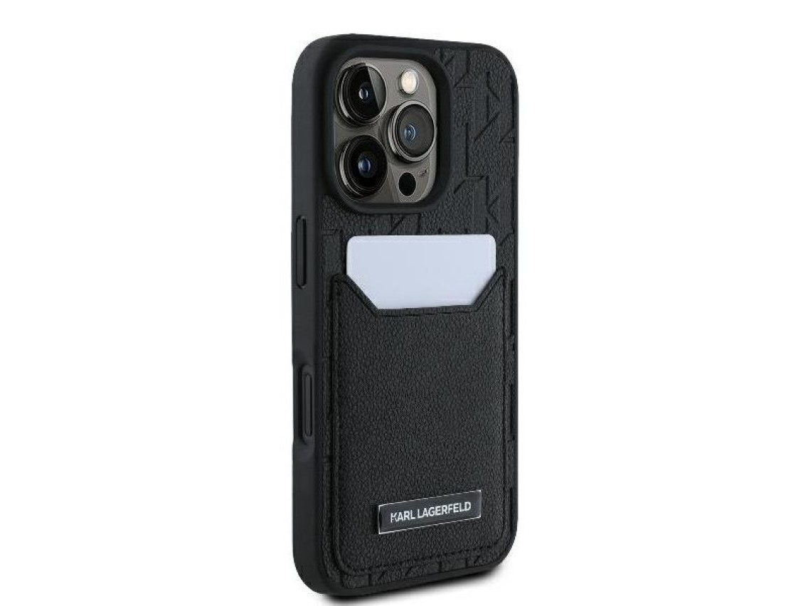 Karl Lagerfeld Cardslots Monogram iPhone 16 Pro Max Case - Black