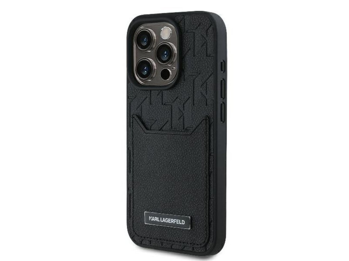 Karl Lagerfeld Cardslots Monogram iPhone 16 Pro Max Case - Black