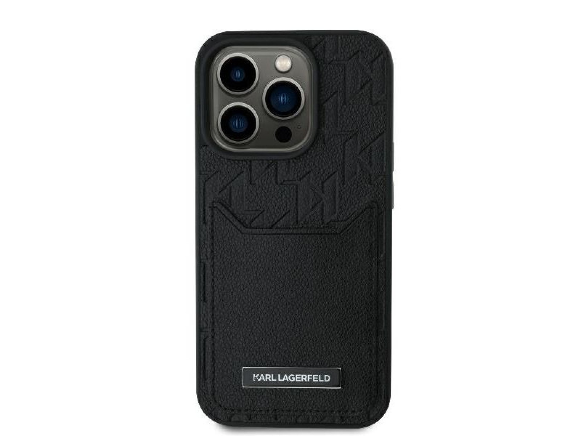 Karl Lagerfeld Cardslots Monogram iPhone 16 Pro Max Case - Black