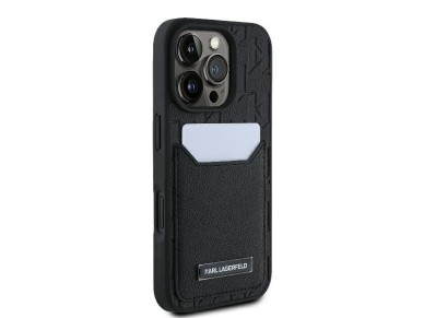 Karl Lagerfeld Cardslots Monogram iPhone 16 Pro Max Case - Black Karl Lagerfeld Cardslots Monogram iPhone 16 Pro Max Case - Black