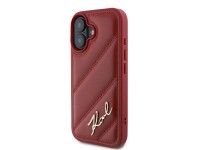 Karl Lagerfeld Diagonal Quilted Script iPhone 16 Case - Red Karl Lagerfeld Diagonal Quilted Script iPhone 16 Case - Red