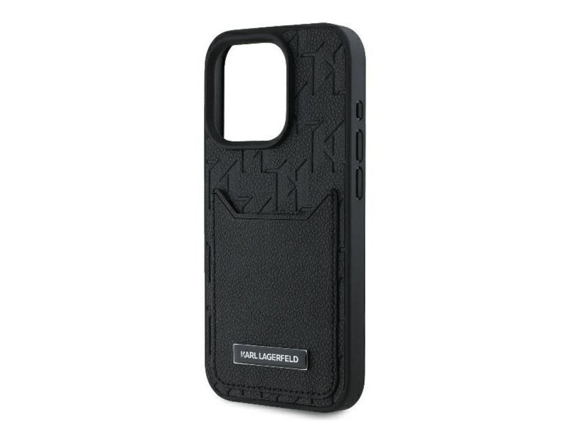 Karl Lagerfeld Cardslots Monogram iPhone 16 Pro Max Case - Black