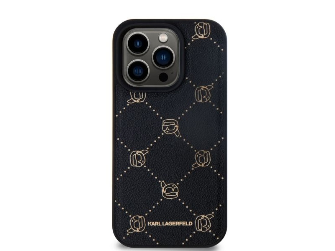 Capa para iPhone 15 Pro com estampa Karl Lagerfeld Magsafe Karl Head - Preta