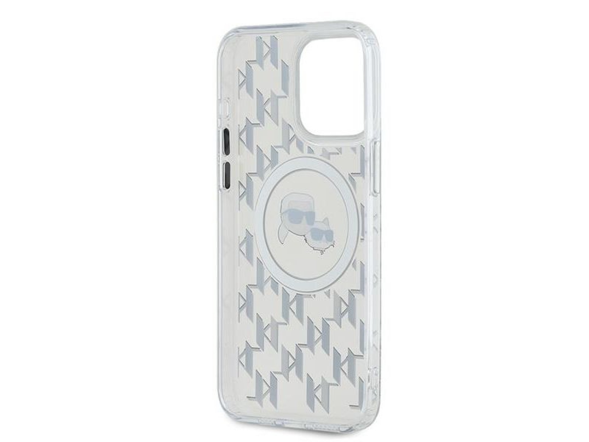 Funda Karl Lagerfeld IML Monogram Karl & Choupette Head MagSafe para iPhone 15 Pro - Transparente
