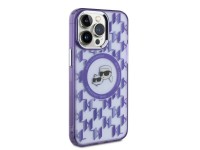 Karl Lagerfeld IML Monogram Karl & Choupette Head MagSafe iPhone 15 Pro Case - Purple Karl Lagerfeld IML Monogram Karl & Choupette Head MagSafe iPhone 15 Pro Case - Purple