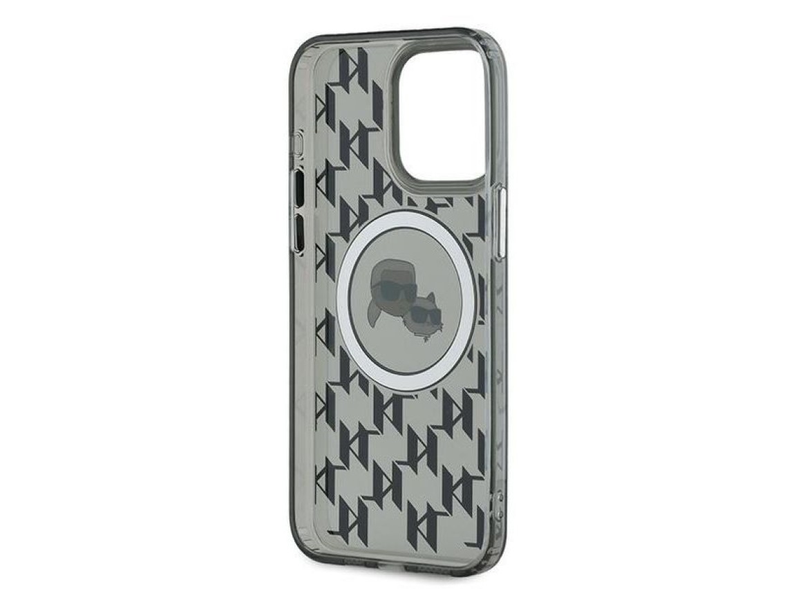 Funda Karl Lagerfeld IML Monogram Karl & Choupette Head MagSafe para iPhone 15 Pro - Negra