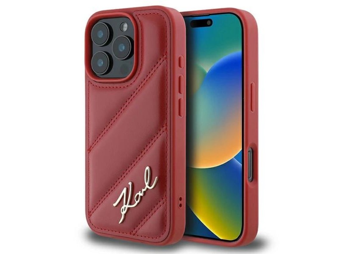 Capa Karl Lagerfeld Matelassada para iPhone 16 Pro - Vermelha