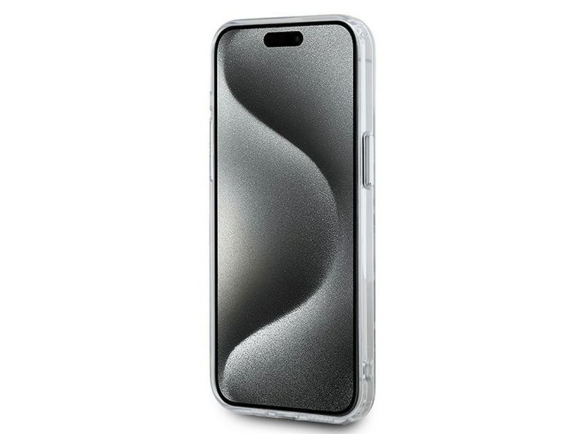 Funda Karl Lagerfeld IML Monogram Karl & Choupette Head MagSafe para iPhone 15 Pro - Transparente