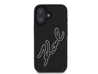 Capa para iPhone 16 com a assinatura de Karl Lagerfeld em borracha 3D - Preta