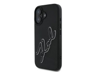 Capa para iPhone 16 com a assinatura de Karl Lagerfeld em borracha 3D - Preta
