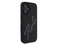 Capa para iPhone 16 com a assinatura de Karl Lagerfeld em borracha 3D - Preta