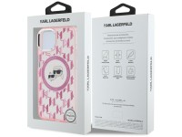 Capa MagSafe para iPhone 15 com monograma Karl Lagerfeld IML Karl & Choupette Head - Rosa