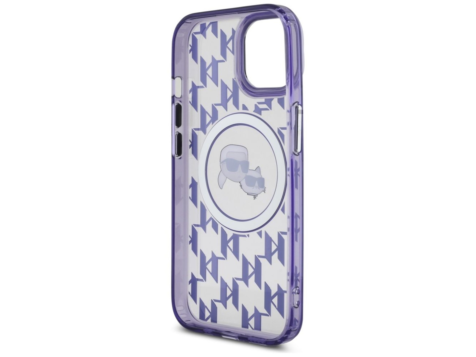 Funda Karl Lagerfeld IML Monogram Karl & Choupette Head MagSafe para iPhone 15 - Morada