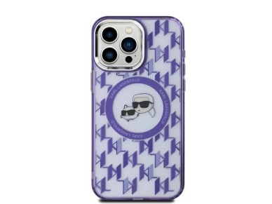 Karl Lagerfeld IML Monogram Karl & Choupette Head MagSafe iPhone 15 Case - Purple Karl Lagerfeld IML Monogram Karl & Choupette Head MagSafe iPhone 15 Case - Purple