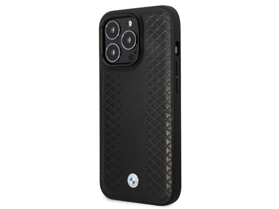 BMW Leather Diamond Pattern case for iPhone 14 Pro - black