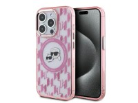 Karl Lagerfeld IML Monogram Karl & Choupette Head MagSafe Case for iPhone 15 Pro Max - Pink Karl Lagerfeld IML Monogram Karl & Choupette Head MagSafe Case for iPhone 15 Pro Max - Pink