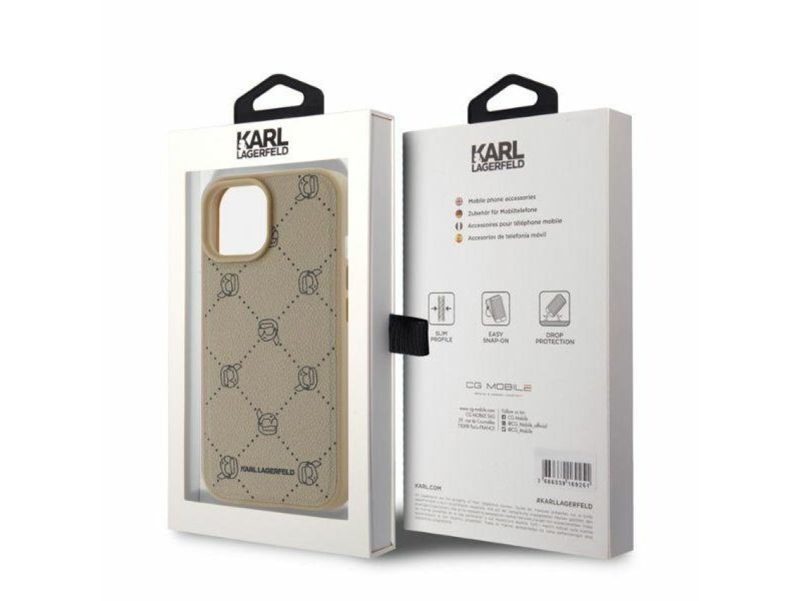 Karl Lagerfeld Magsafe Karl Head iPhone 15 Case - Beige