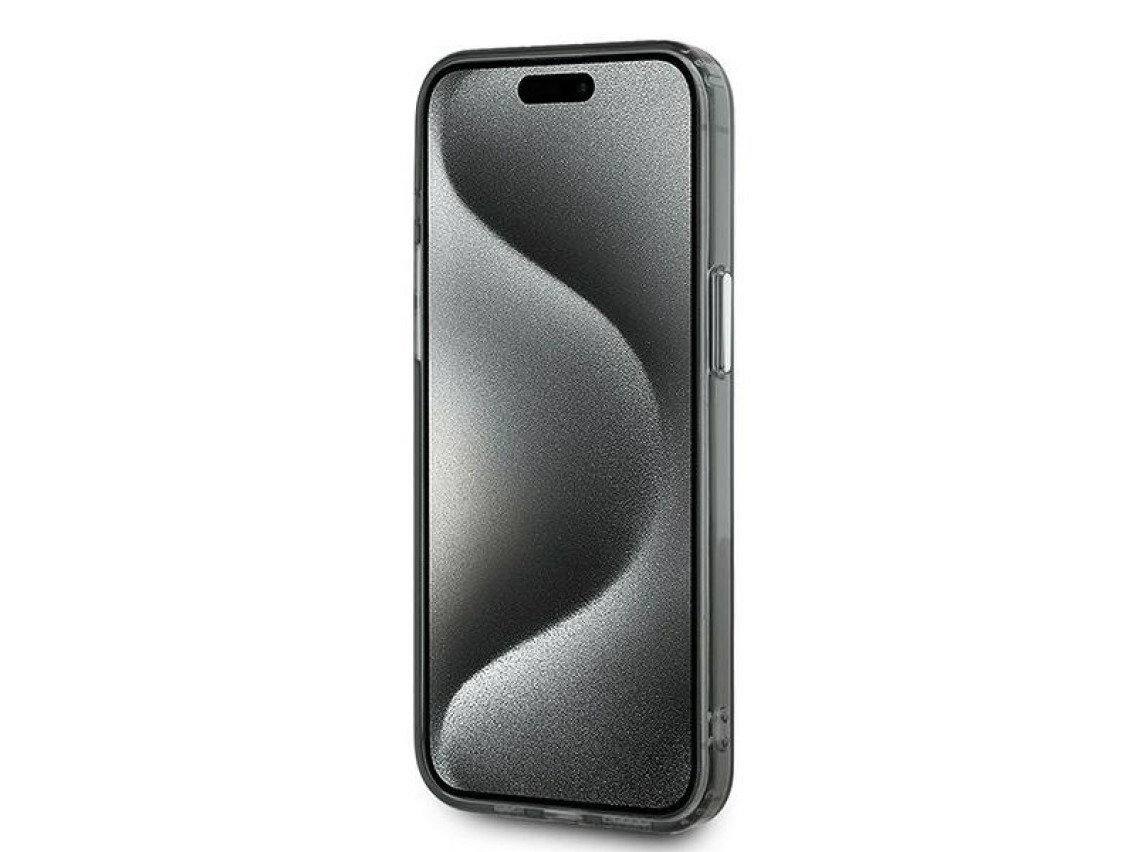 Karl Lagerfeld IML Monogram Karl & Choupette Head MagSafe Case for iPhone 15 Pro Max - Black
