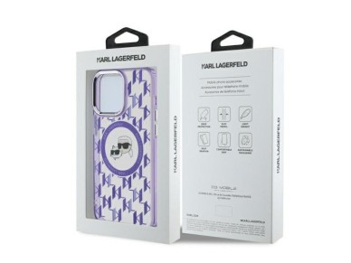 Karl Lagerfeld IML Monogram Karl & Choupette Head MagSafe Case for iPhone 15 Pro Max - Purple Karl Lagerfeld IML Monogram Karl & Choupette Head MagSafe Case for iPhone 15 Pro Max - Purple