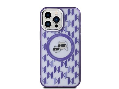 Karl Lagerfeld IML Monogram Karl & Choupette Head MagSafe Case for iPhone 15 Pro Max - Purple Karl Lagerfeld IML Monogram Karl & Choupette Head MagSafe Case for iPhone 15 Pro Max - Purple