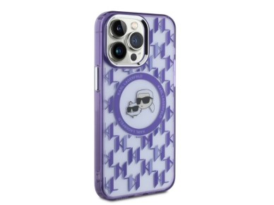 Karl Lagerfeld IML Monogram Karl & Choupette Head MagSafe Case for iPhone 15 Pro Max - Purple Karl Lagerfeld IML Monogram Karl & Choupette Head MagSafe Case for iPhone 15 Pro Max - Purple