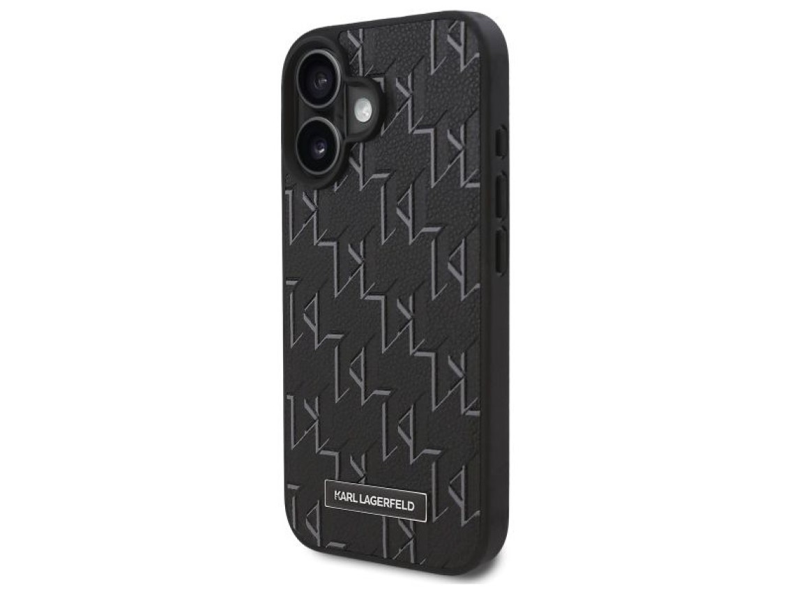 Capa Magsafe para iPhone 16 Plus com estampa a quente de Karl Lagerfeld - Preta