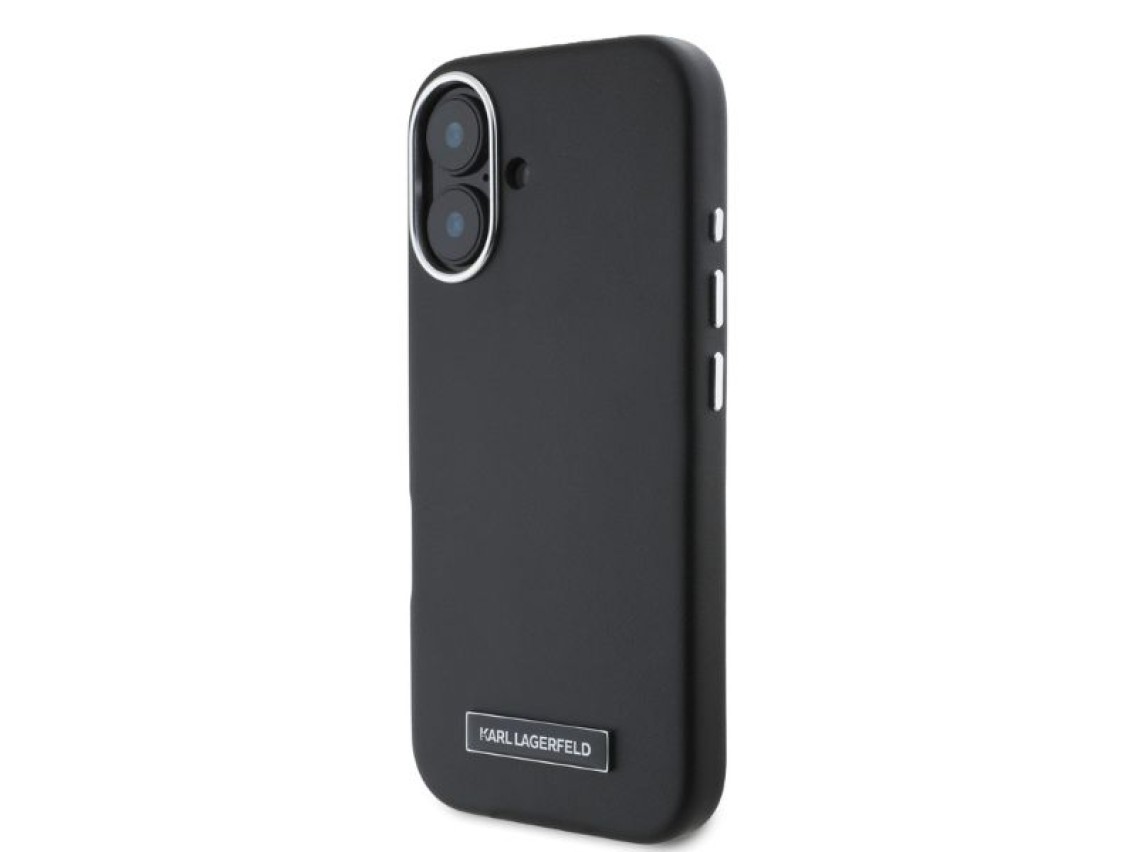 Karl Lagerfeld FW Metal Plate MagSafe iPhone 16 Case - Black