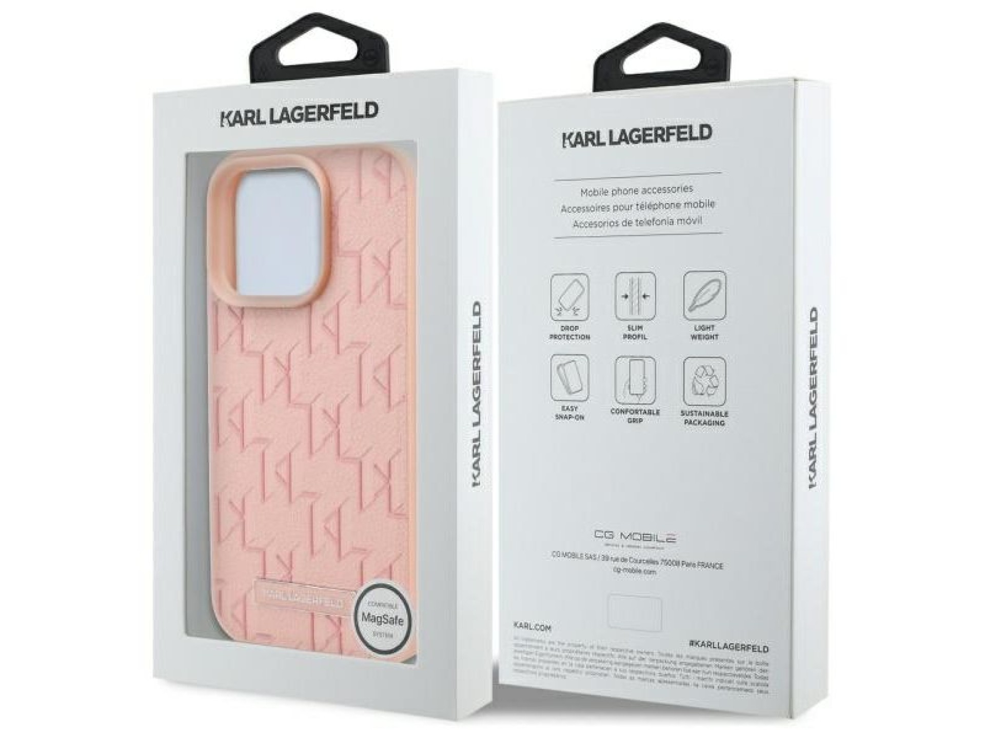 Funda Karl Lagerfeld Hot Stamp MagSafe para iPhone 16 Pro - Rosa