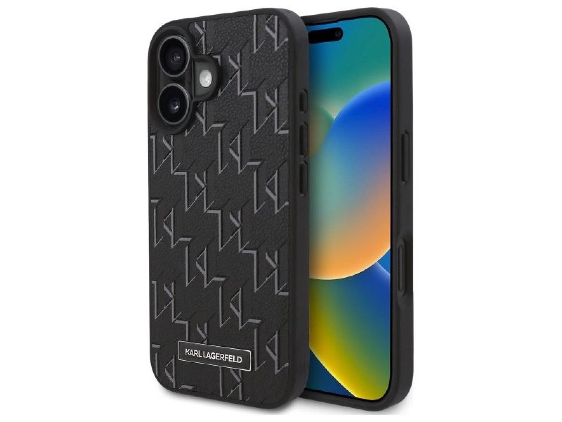 Capa Magsafe para iPhone 16 Plus com estampa a quente de Karl Lagerfeld - Preta