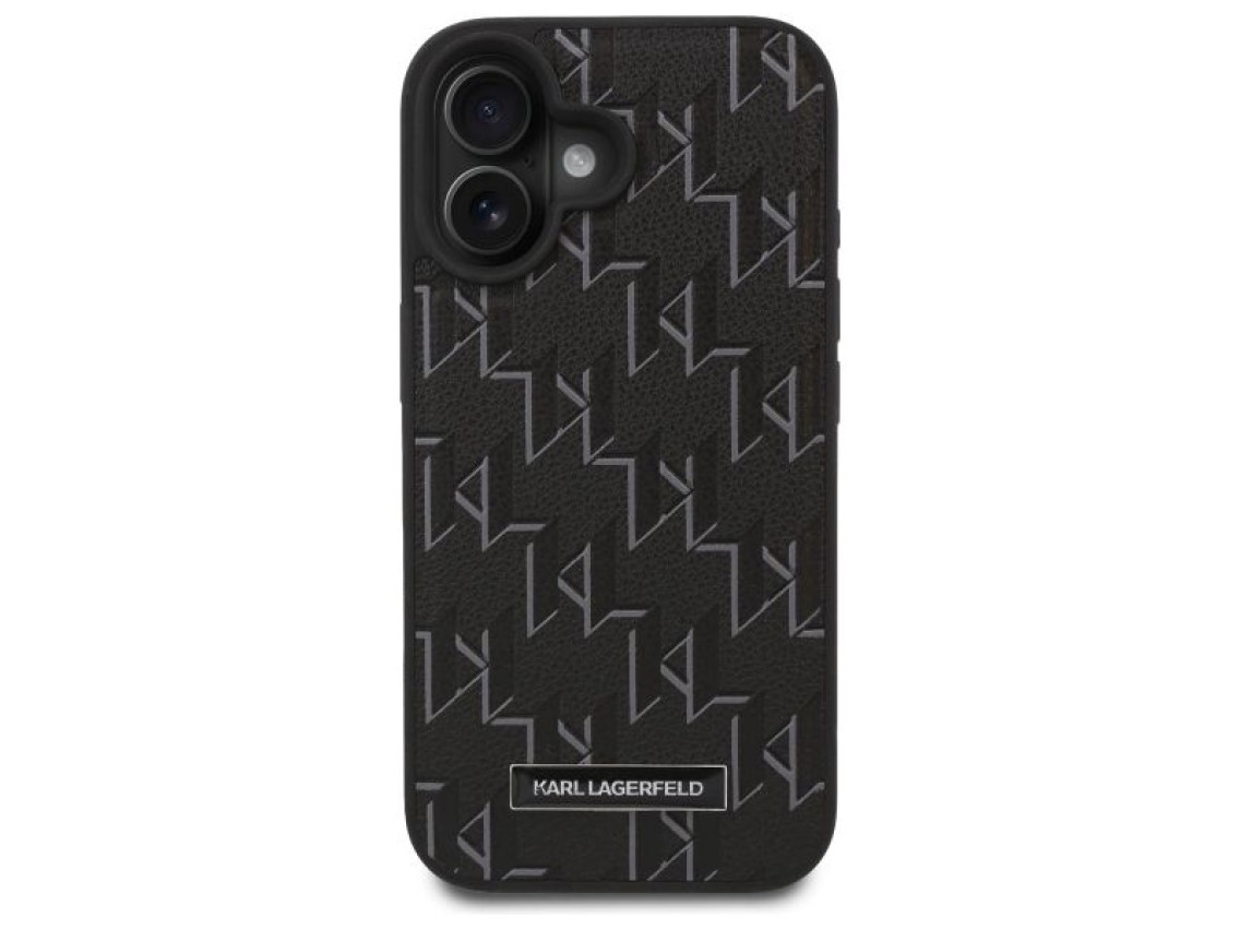 Capa Magsafe para iPhone 16 Plus com estampa a quente de Karl Lagerfeld - Preta