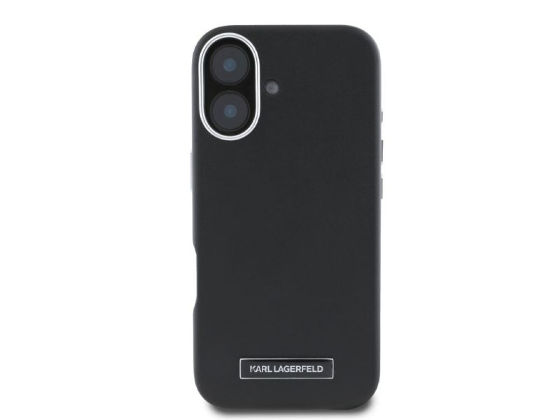 Karl Lagerfeld FW Metal Plate MagSafe iPhone 16 Case - Black