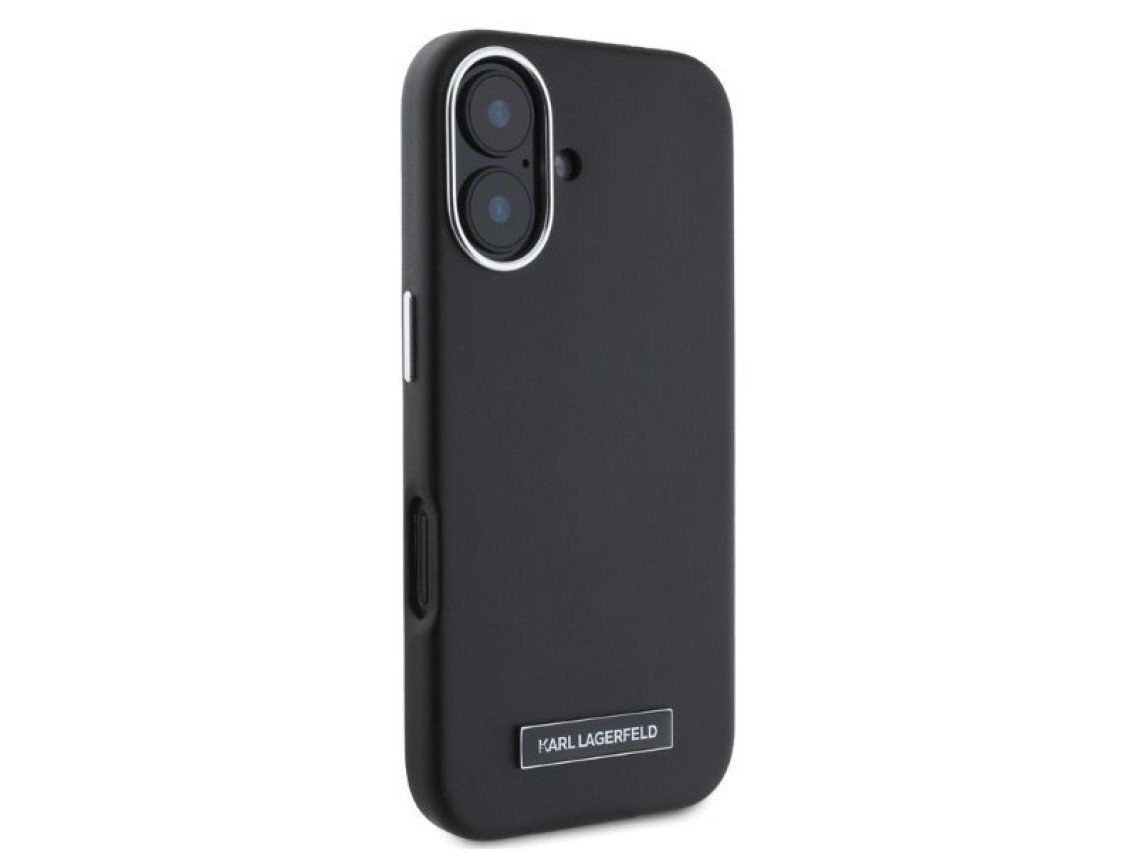 Karl Lagerfeld FW Metal Plate MagSafe iPhone 16 Case - Black