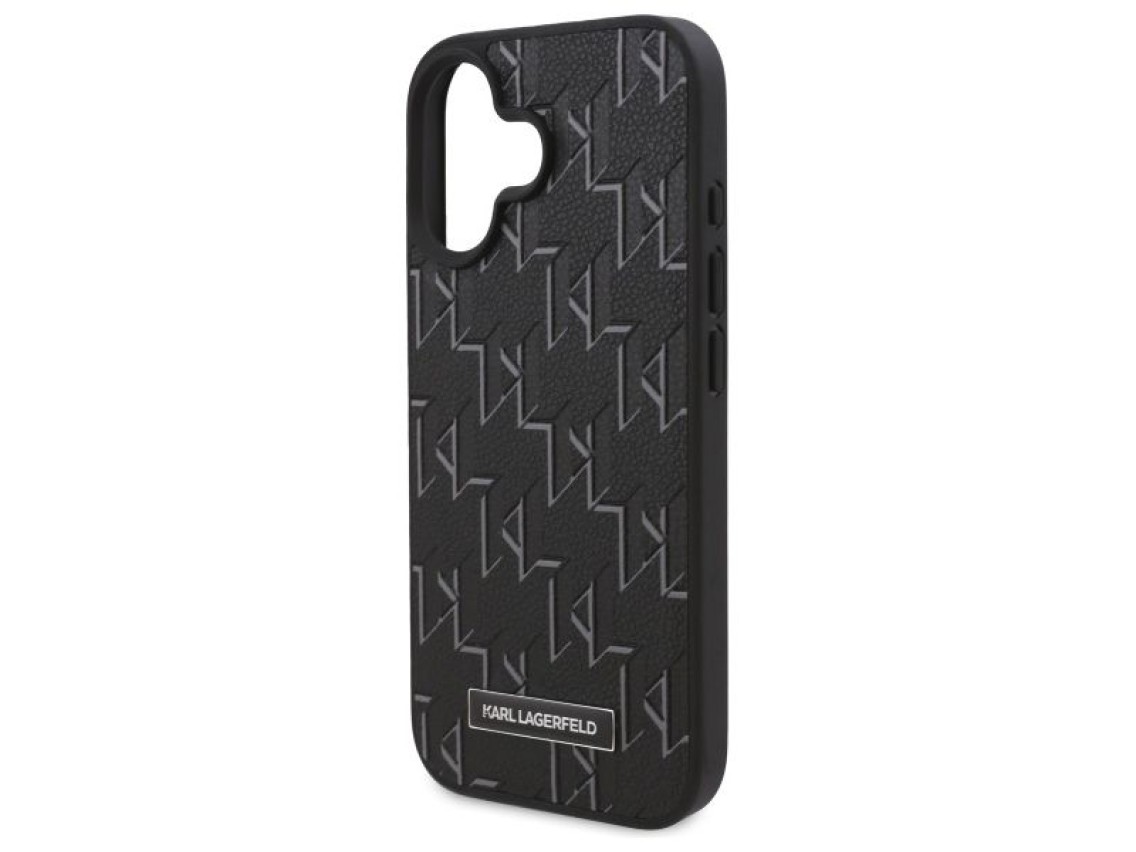 Capa Magsafe para iPhone 16 Plus com estampa a quente de Karl Lagerfeld - Preta