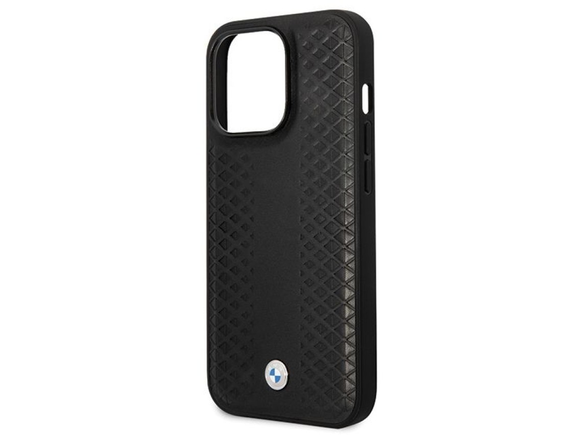 BMW Leather Diamond Pattern case for iPhone 14 Pro - black