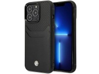 Capa BMW BMHCP14L22RSEPK para iPhone 14 Pro 6.1" preta/couro preto com compartimento para cartão Capa BMW BMHCP14L22RSEPK para iPhone 14 Pro 6.1" preta/couro preto com compartimento para cartão